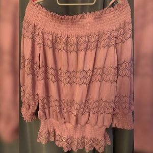 Off the shoulder pink feminine blouse